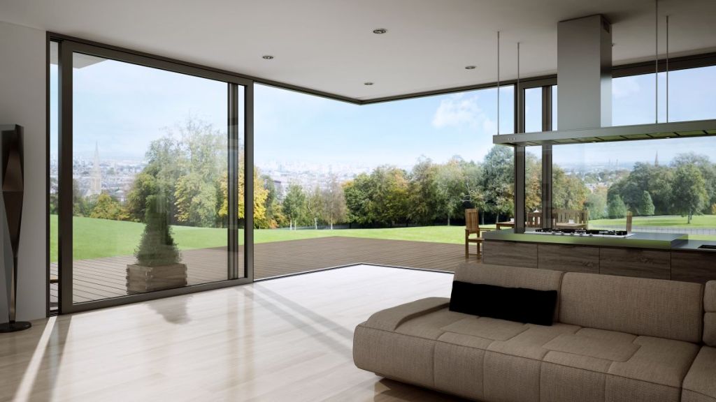 Aluminiowe drzwi przesuwne: panoramiczne przeszklenia zdj. 2